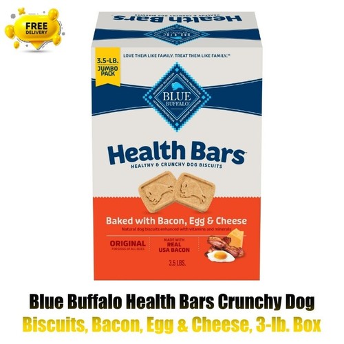 Blue Buffalo Health Bars Crunchy Dog Biscuits, Bacon, Egg & Cheese, 3-lb. Box