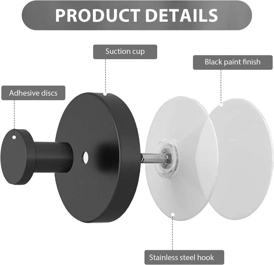 2× Strong Vacuum Suction Cup Hook Shower Towel Holder Hooks for Bathroom Kitchen - Image 3 of 4