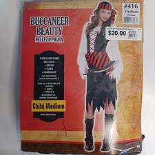 Buccaneer Beauty Child Medium 8-10 Costume Halloween Pirate Dress Up
