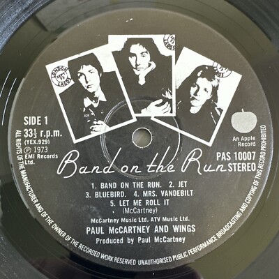 PAUL MCCARTNEY BAND ON THE RUN VINYL LP APPLE UK EXPORT CONTRACT Z PREFIX PRESS