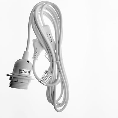 1011-350W Trango E27 Lampenfassung für Hängeleuchten mit Schalter 3,50 m  weiß