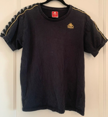 Black Kappa Maglietta Shirt Boys Large Short Sleeve Casual Preppy Trim