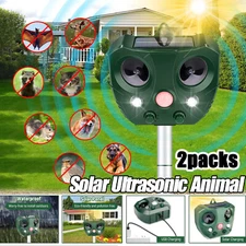 2Packs Solar Ultrasonic Animal Repellent Dog Skunk Deer Raccoon For Garden Yard