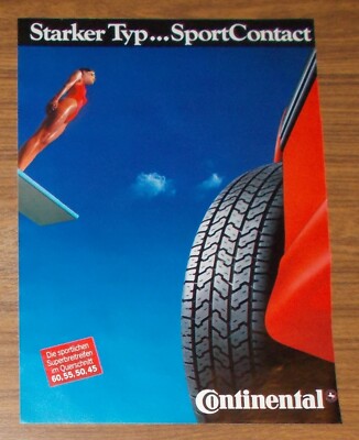 Seltene Werbung CONTINENTAL SportContact - Die sportlichen Superbreitreifen 1988
