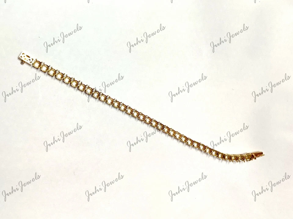 5 mm Round Semi Mount Bracelet 14K Solid Gold bracelet Blanks 14k gold Mountings - Image 3 of 4