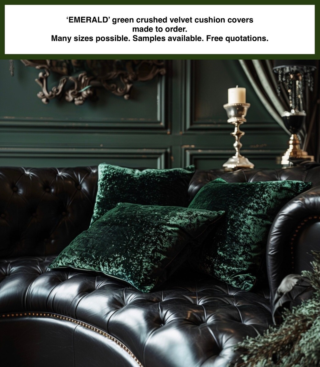 EMERALD GREEN CRUSHED VELVET CUSHION THROW PILLOW LIVING