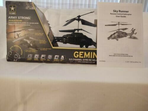GEMINI US ARMY 3.5 CH Gyro RC Helicopter NEW in Box 80 'operating radius 
