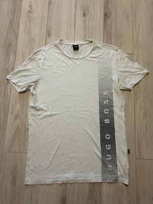 Hugo Boss White Logo Short Sleeve T Shirt Mens Size L
