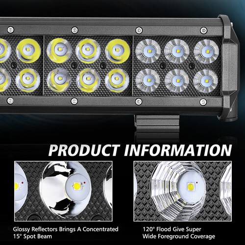 Kit de cableado niebla barra de luz LED de 12 pulgadas 72 W doble fila punto inundación motocicleta conducción - Imagen 3 de 18