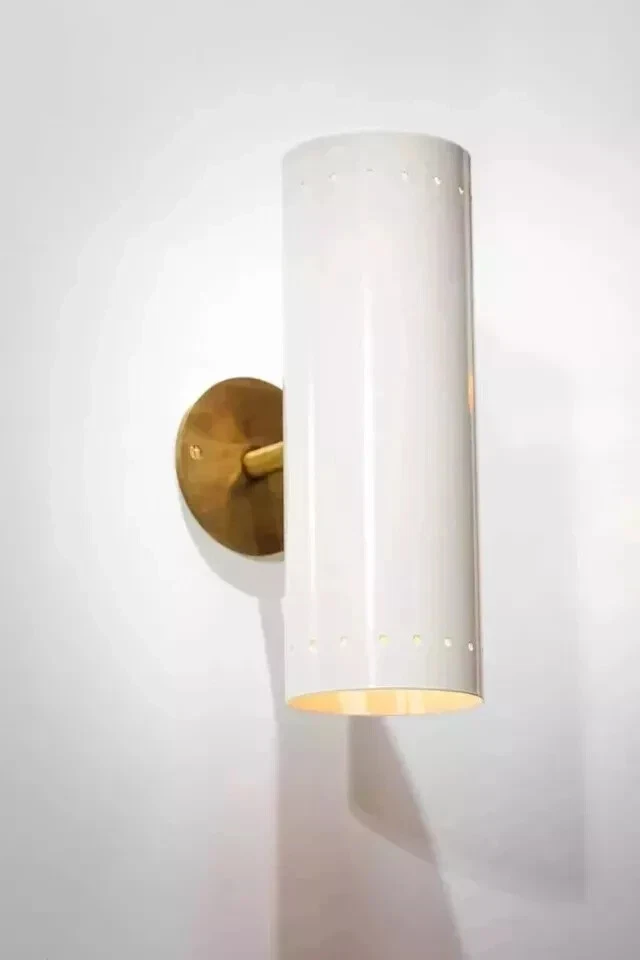 Italian Brass Wall Scone - cylinder style light - Vanity Light - Italian light - Image 2 of 4