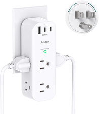 Surge Protector Wall Outlet Extender, Multi Plug Outlet with Rotating Plug, 6 AC