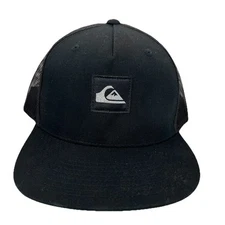 Quicksilver Logo SnapBack MeshBack Hat/Cap Black W/White Logo OSFM TRUCKER HAT