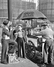 1947 Shoeshine Boys at the HOT DOG TRUCK Photo (229-i-)