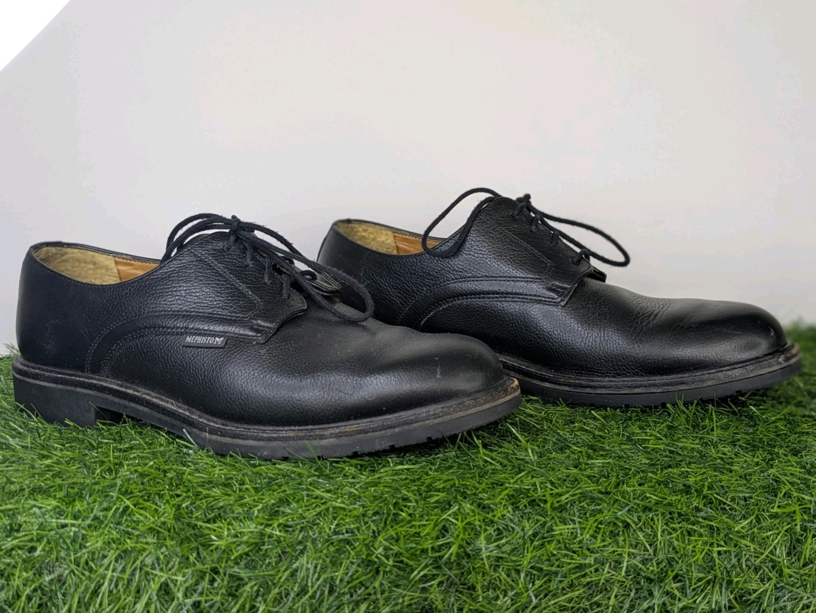 SAOLA Scarpe Oxford Mephisto Marlon da uomo taglia 9 punta liscia blucher nero pelle di ciottoli