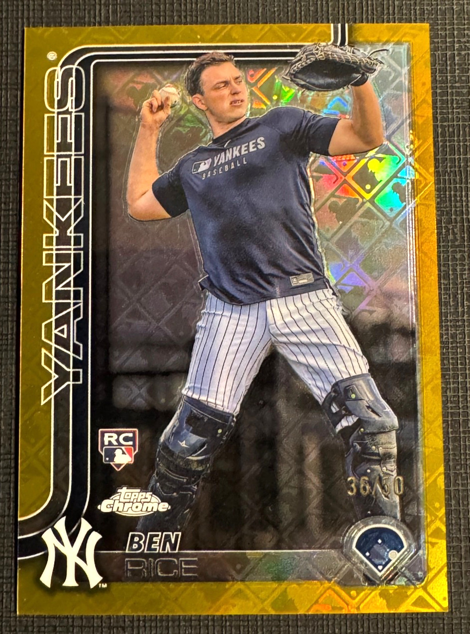 2025 Topps Chrome LogoFractor Ben Rice Image Variation Gold /50 #139 Rc Yankees