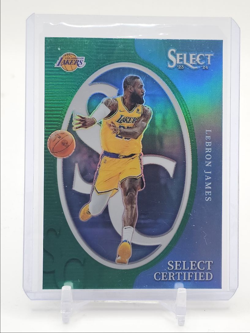 LEBRON JAMES 2023-24 SELECT CERTIFIED BASKETBALL GREEN LAKERS Q1300