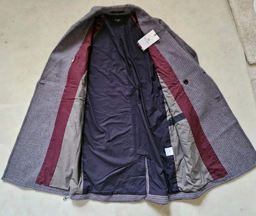 PAUL SMITH Coat Overcoat Unstructured Houndstooth Brushed Cotton Men M Slim Fit  - Picture 5 of 17