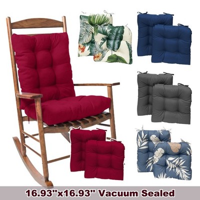2 Pcs Rocking Chair Cushion Set Pad Upper&Lower Chair Cushions For Home Outdoor
