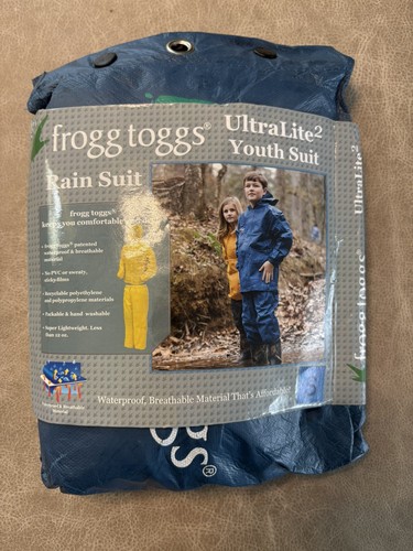 Frogg Toggs Ultra Lite 2 Youth Rain Suit Jacket And Pants Blue Small 4-6