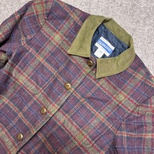 Vintage Pendleton Wool Jacket Womens 10 Purple Plaid Distressed Made in USA Hole