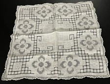 Vintage White Madeira Embroidered Wedding Hanky Handkerchief