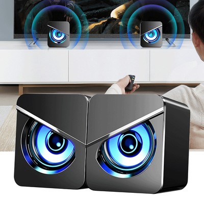 1 Pair Desktop Computer Speaker Multifunction Stylish Strong Bass 4D Stereo Fit