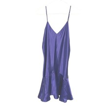 Vtg Victoria's Secret Gold Label Chemise Women's L Purple Ruffle Frill Hem