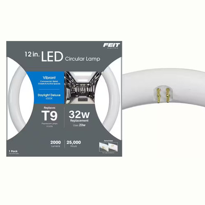 20-Watt 12 In. T9 G10Q Type a Plug and Play Linear Circline LED Tube Light Bulb,