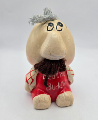 Bedtime Buddy Russ Berrie Man with Hair & Moustache Vintage Ceramic Coin Bank