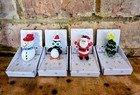 Christmas Glass Friends Ornaments 5.5cm Santa, Tree, Snowman & Penguin New