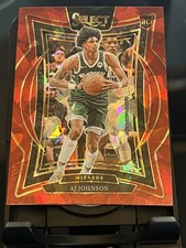 2024-25 Panini Select - AJ Johnson - Concourse Red Cracked Ice Prizm (RC)