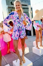 Lilly Pulitzer Gloria Mameluco Indigo Tesoro Hundido 12 SANTO GRIAL UNICORNIO