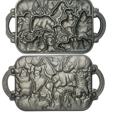 Vintage John Wright Cast Iron Animal Puzzle Mold Pan 1984 Shortbread Cookie Tray