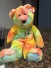 Vintage 1999 TY Beanie Baby Peace Bear 14" LARGE Beanie BUDDY Dark Version