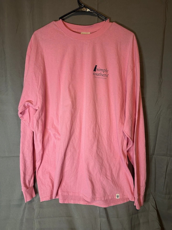 Camisa Simply Southern Feminina Manga Longa Extra Grande Dog Love Is An Adventure Rosa * - Imagem 3 de 4
