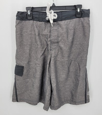 OP Ocean Pacific Swim Trunks Board Shorts Mens Medium Gray Black Y2K Vintage