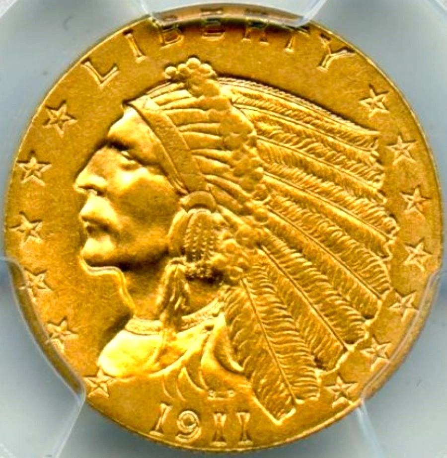 1911-D Strong D $2.50 Indian Gold, PCGS MS62, The Key Date!****