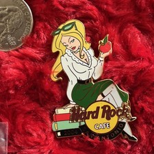 Hard Rock Cafe Pin San Antonio school girl teacher, Apple hat, Lapel librarian