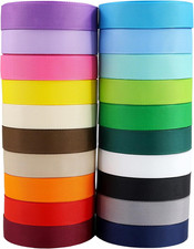 5/8" Grosgrain Ribbon Set, 20 Colors, 40 Yards Total for Gift Wrapping  DIY