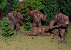 1/48 4 Bigfoot Squatch Different Poses O Scale Ready To Roam Model Train Layout