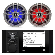 JBL R3500 Radio Bluetooth Receiver, 2x 6.5" 225W Multicolor LED Titanium Speaker