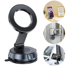 360° Vacuum Magnetic Phone Holder - Suction Cup Car Mount with Foldable Stand