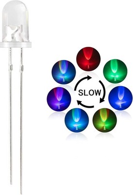 DiCUNO 100pcs 5mm RGB Multicolor Slow Flashing LED Diode, Multi-Color White 