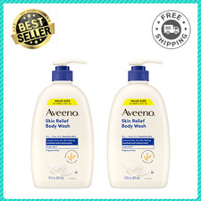 2 Pack Aveeno Skin Relief Body Wash, Fragrance Free, Sensitive Skin, 33 fl oz