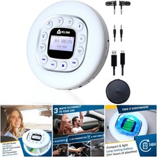 Portable CD Player Walkman White Long-Lasting Battery FM Radio Headphones SD