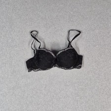 Victoria's Secret Women Bra 32C Black Floral Dream Angels T Shirt Lace