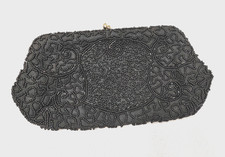 Vintage Walborg Black Beaded Clutch, Made in Japan
