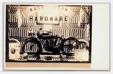 INDIAN MOTORCYCLE Store display Rppc ~ Backer & Son Hardware ~ FULTON MISSOURI