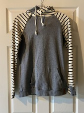 Womens Hoodie Grunge Classic Retro Ampersand Avenue S Gray/White Black