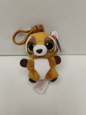 TY Beanie Boos - RUSTY the Raccoon (Glitter Eyes) (Plastic Key Clip) - MWMTs